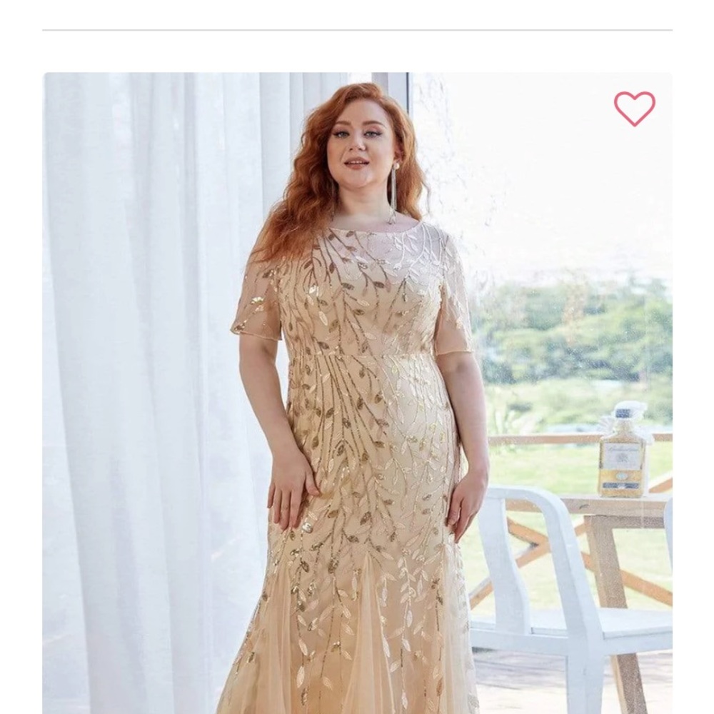 Ever Pretty Brand, Gold Tulle Gown, Size 10/XL